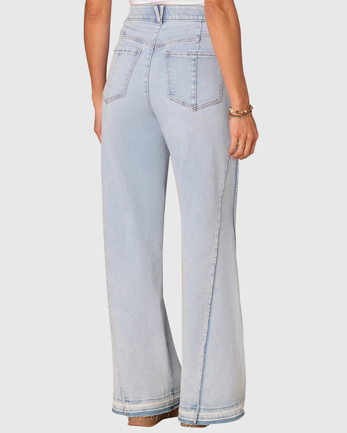 Light Blue $|& Democracy Absolution Skyrise Wide Leg Jeans With Released Hem - Hanger Side