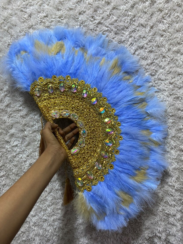 African Traditional Weddings Bridal Feather Hand Fan. Classic Traditional Engagement Feather Hand Fan.