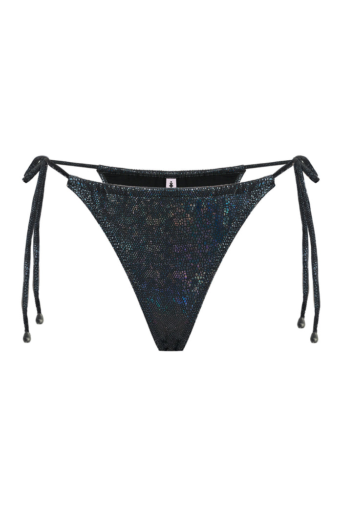 Amelia holographic black python bikini bottom