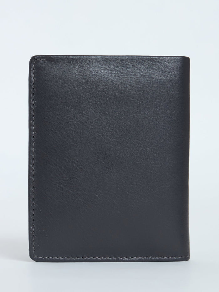 Card Holder Leather Wallet with ID Window - Grey