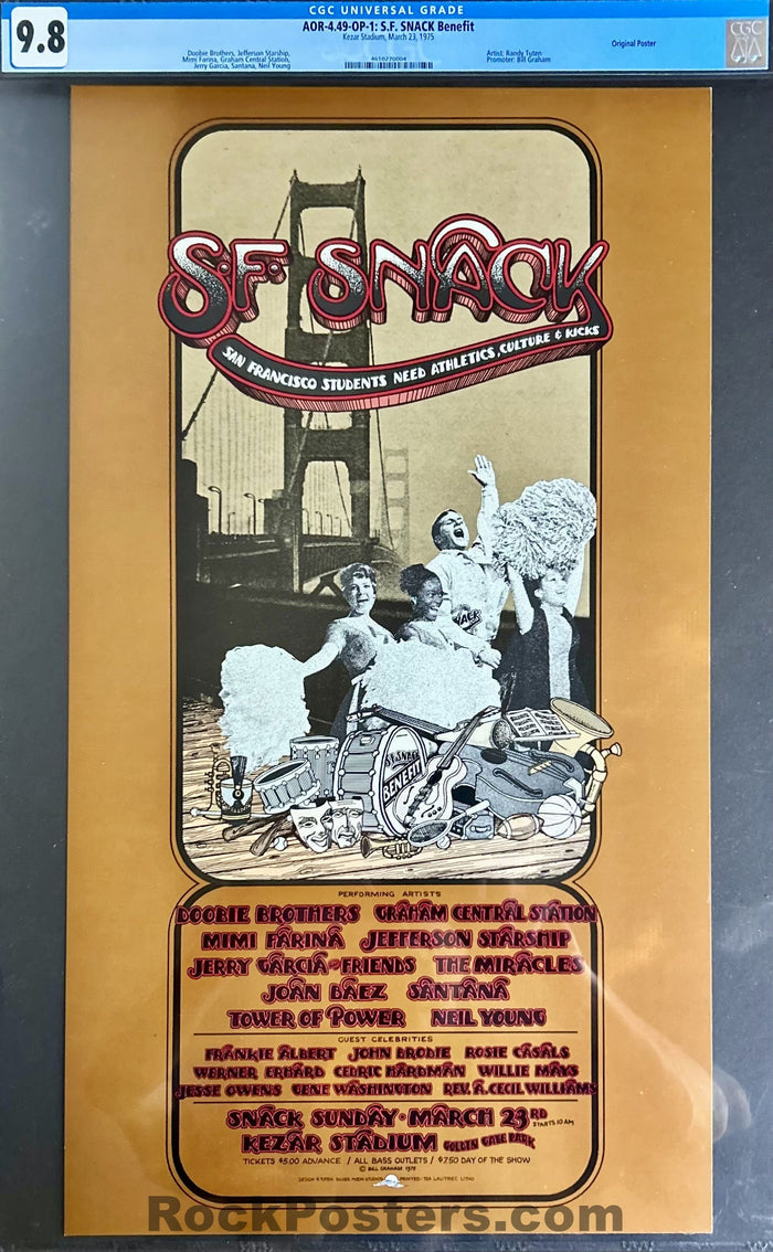 AUCTION - AOR 4.49 - Jerry Garcia/Neil Young - Randy Tuten - 1975 Poster - Kezar Stadium - CGC Graded 9.8