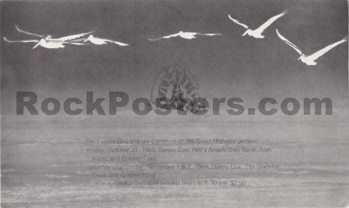 AUCTION - Family Dog - Grateful Dead - Hells Angels - 1969 Handbill - Great Highway - Excellent - SF Rock Posters & Collectibles