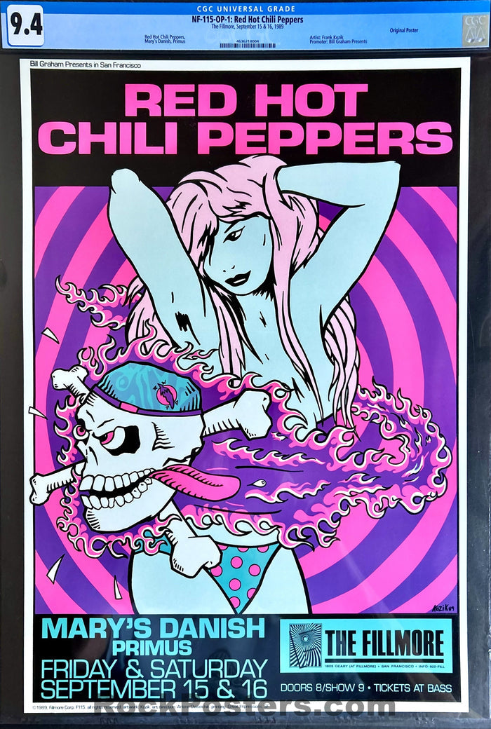 AUCTION - NF-115 - Red Hot Chili Peppers - Frank Kozik - 1989 Poster - The Fillmore - CGC Graded 9.4