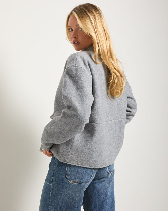 Heather Grey $|& SEAS Baja Wool Blend Jacket - SOF Back