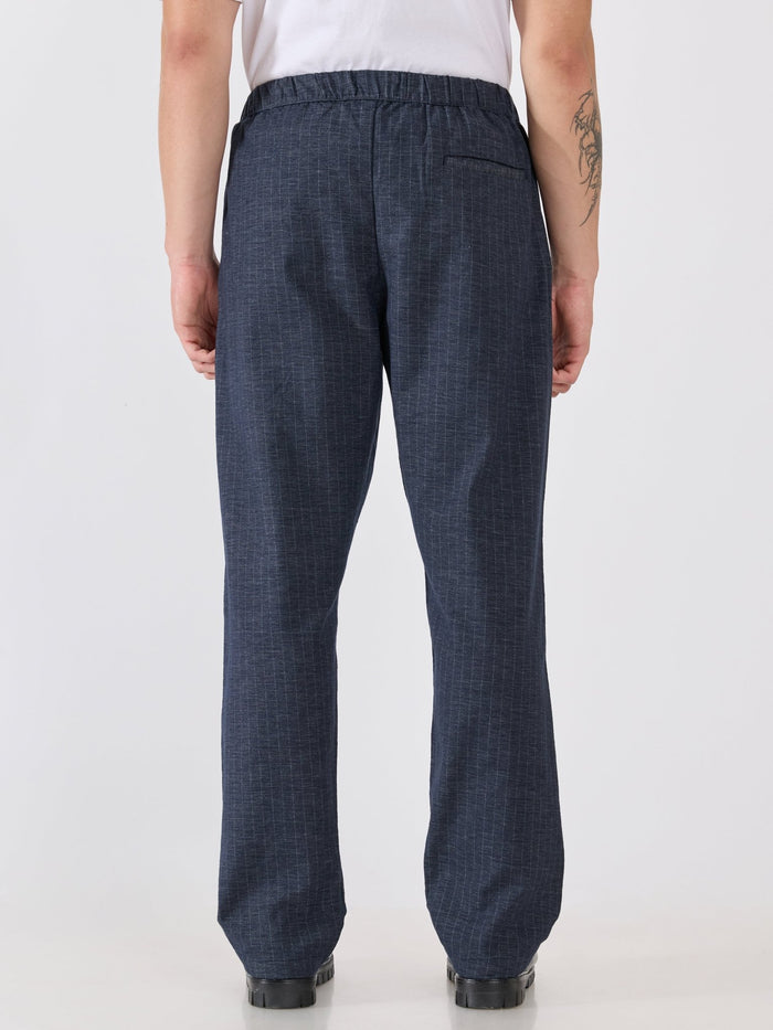 mens Striped Drawstring Loose Fit Pant - navy