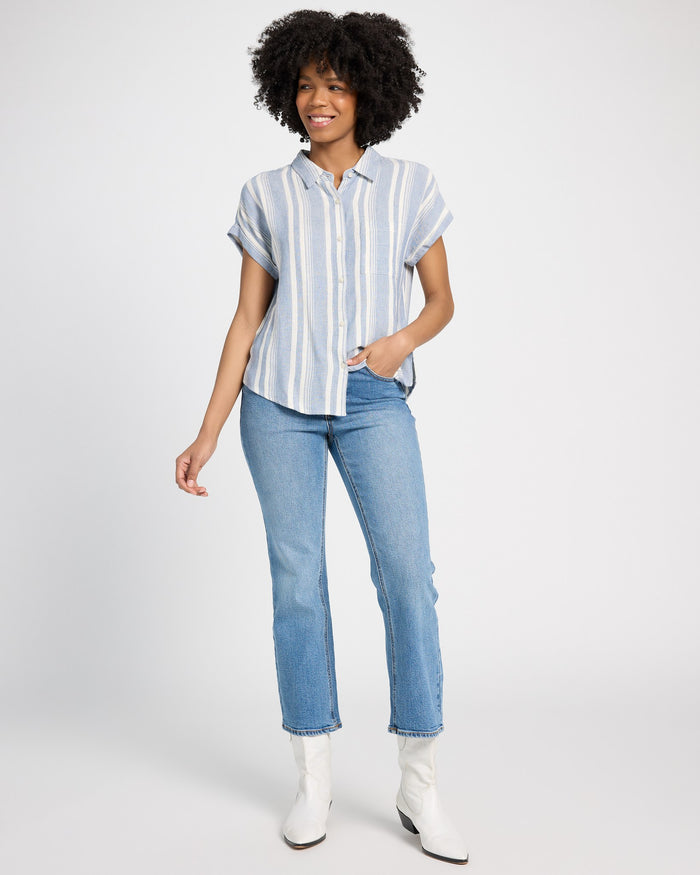 Ivory Blue $|& Thread & Supply Benny Button Front Shirt - UGC On Fig