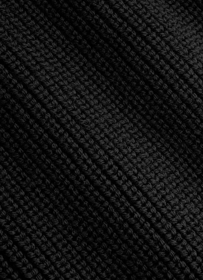 Black Ribbed Merino Crewneck