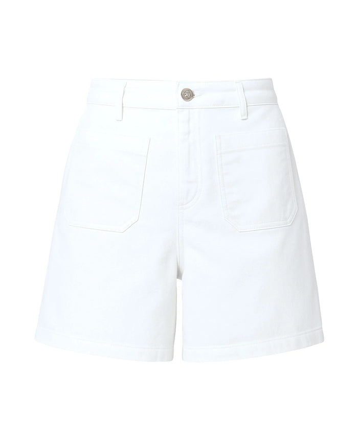 White $|& Another Love Brynn Patch Pocket Mid Length Short - VOF Detail