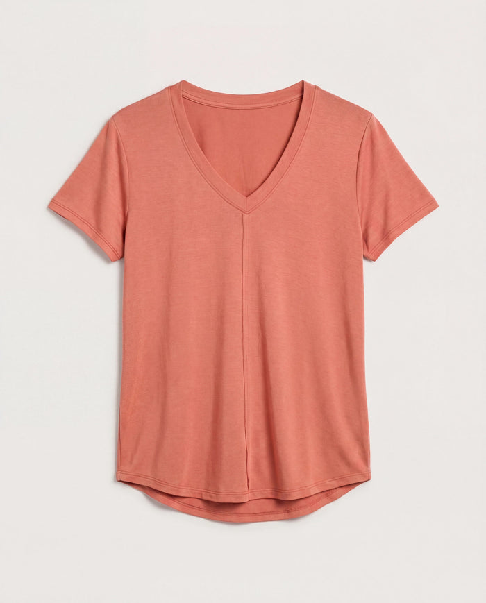 Terracotta $|& SEAS Camden V-Neck Tee - Hanger Detail