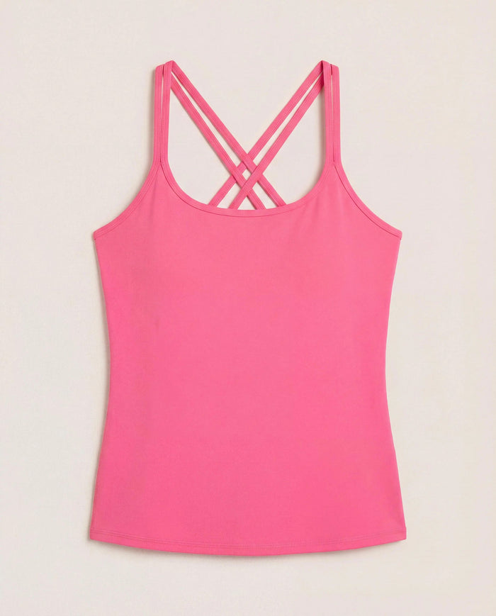 Fuchsia $|& Interval Cloudlight Nimble Long Crop Tank - Hanger Detail