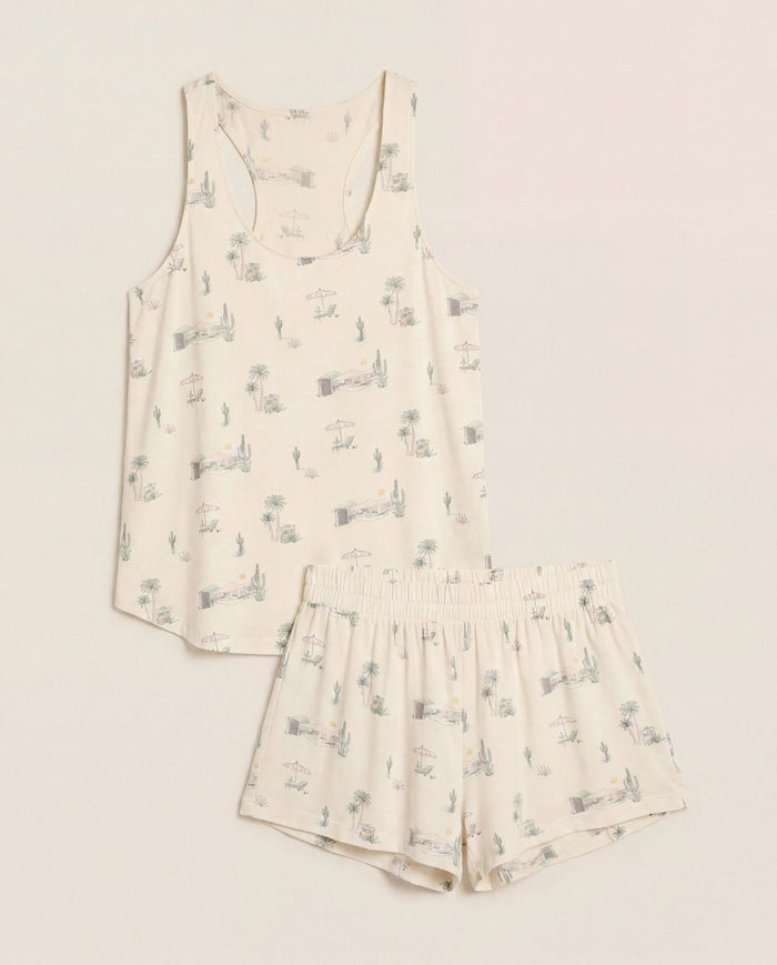 Cream $|& SEAS Cloudscape Printed Sleep Set - Hanger Detail