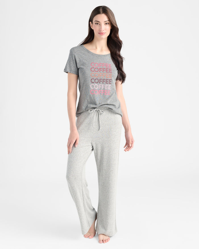 Heather Grey $|& SEAS Coffee Graphic Sleep Tee - SOF Full Front