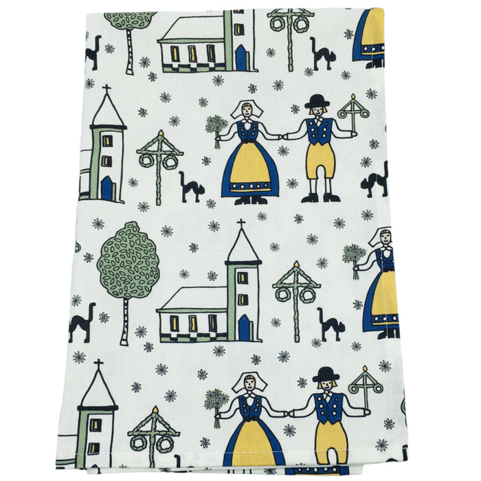 Dish Towel - Swedish Couple & Maypole