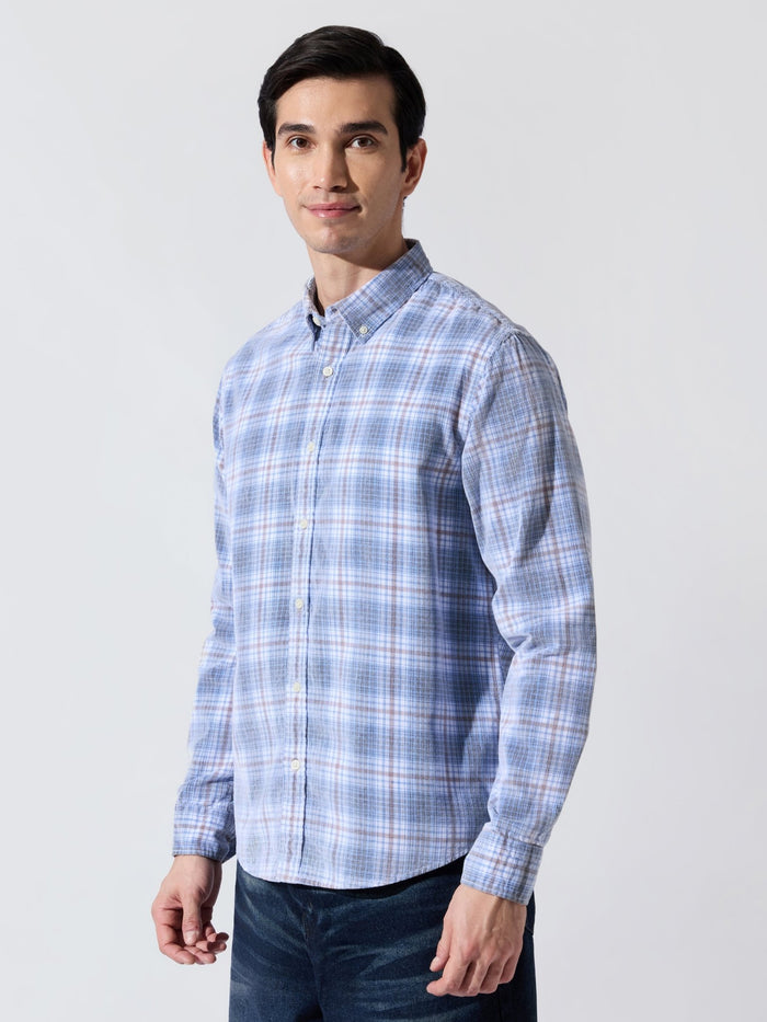 Ermiva - Corduroy Checks Shirt - Blue
