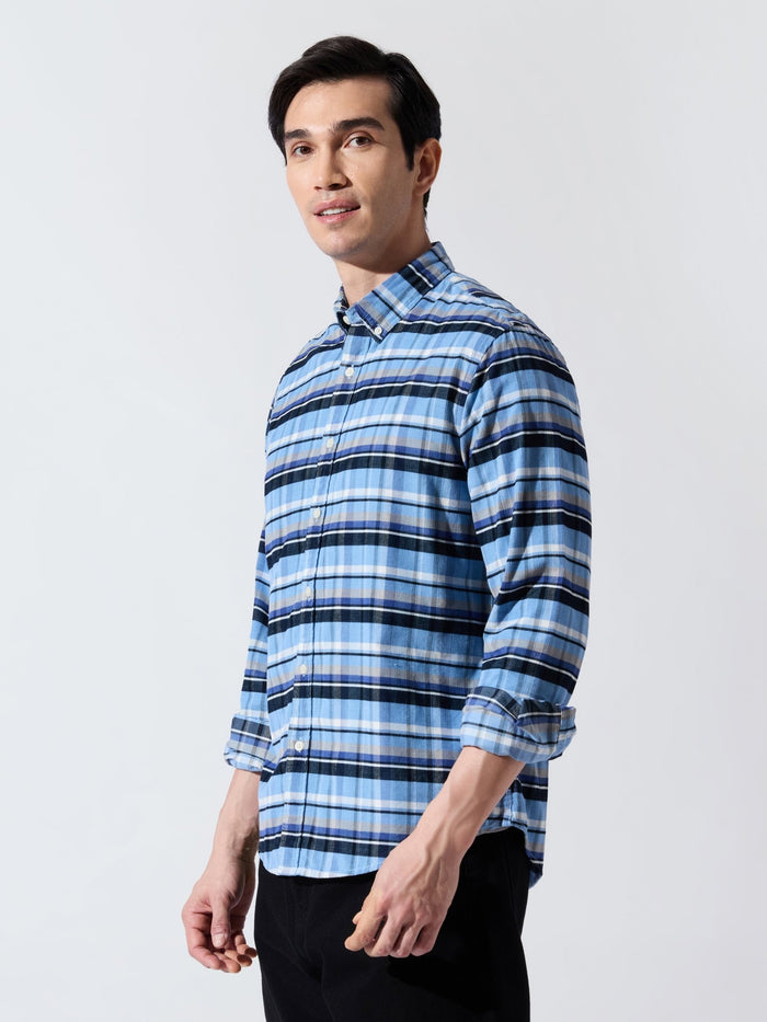 Ermiva - Corduroy Checks Shirt - Tex Blue