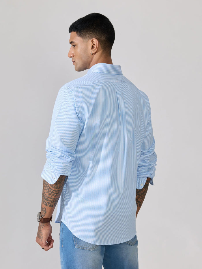 Men's Smart Fit Striped Shirt - Sky Blue