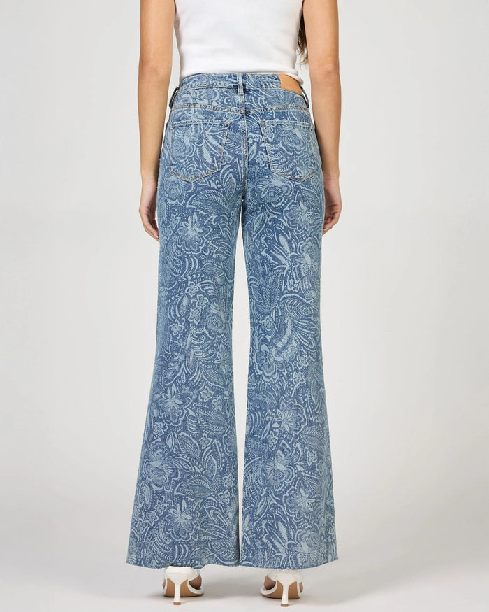Avalon $|& Dear John Fiona High Rise Printed Wide Leg Jeans - Hanger Side