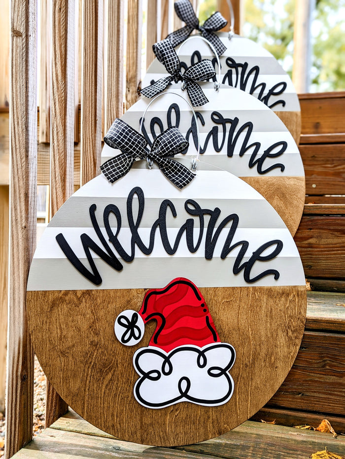 Half Block Stripes Welcome Interchangeable Door Hanger (For Attachments)