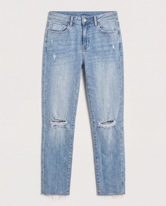 Light Wash $|& SEAS High Rise Crop Straight Leg Jean - Hanger Detail