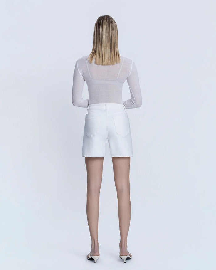 Optic White $|& Vervet High Rise Midi Shorts - Hanger Side