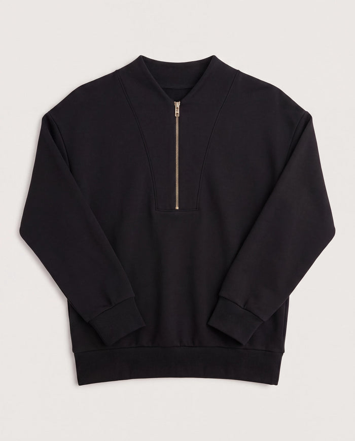 Black $|& Interval Interlock Incline Zip Pullover - Hanger Detail