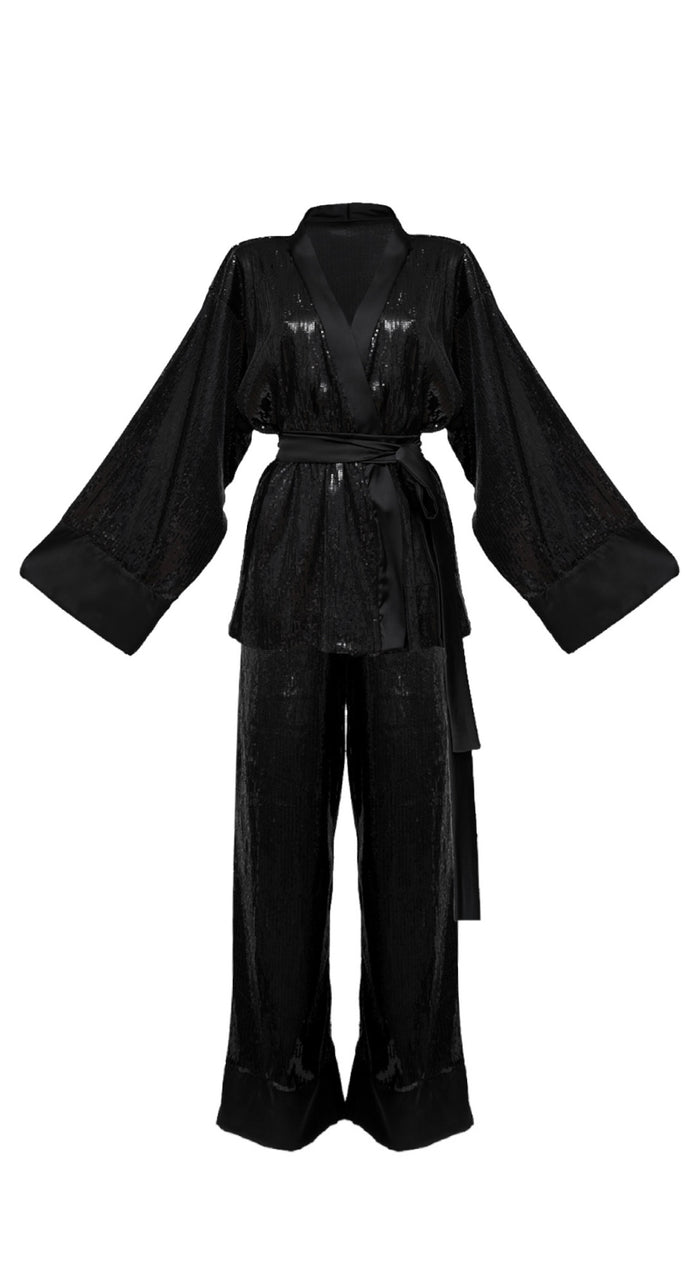 Kasumi alfa sequined kimono pants