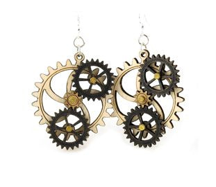 Kinetic steampunk gear earrings 5005 style, second colorway, made in USA