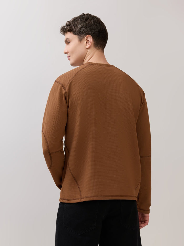 Kinoia - Onstep Printed Contrast-Stitch Relaxed Sweatshirt - Brown