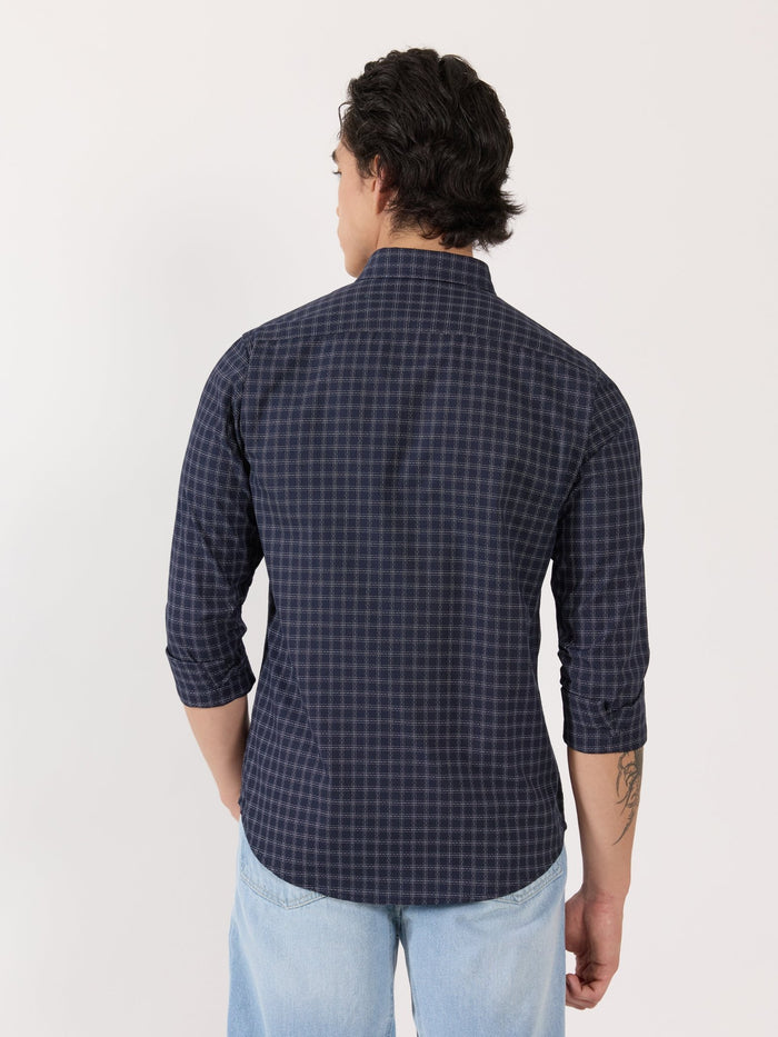 Men's Turkish Fit Casual Checks Shirt - blue