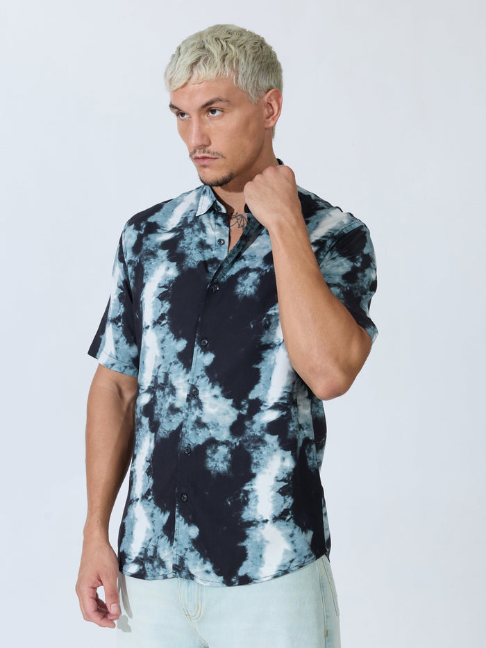 Koralo - Digital Printed Half Sleeve Shirt - Black