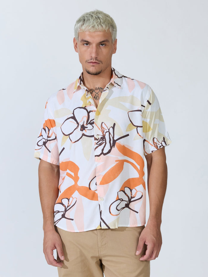Koralo - Digital Printed Half Sleeve Shirt - White