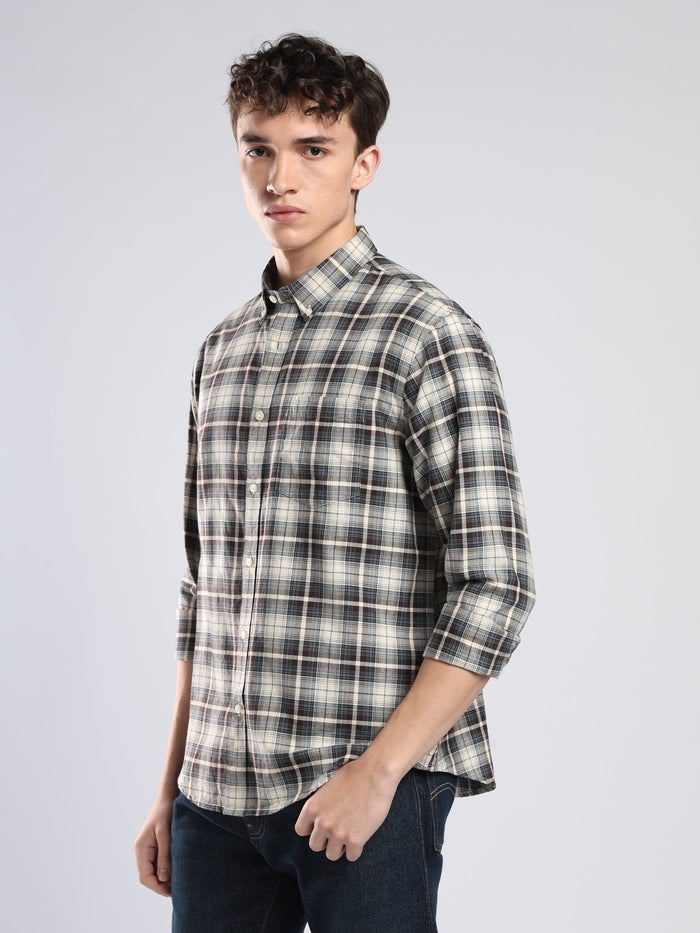 Lutana - Oxford Checks Shirt - Dark Brown