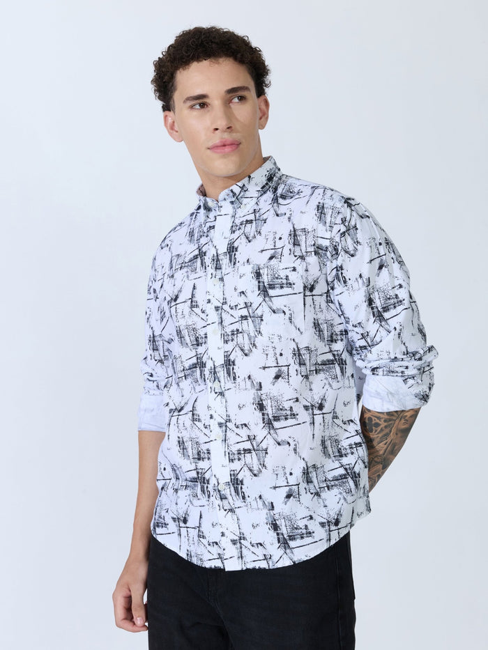 Lutata - Oxford Printed Shirt - White