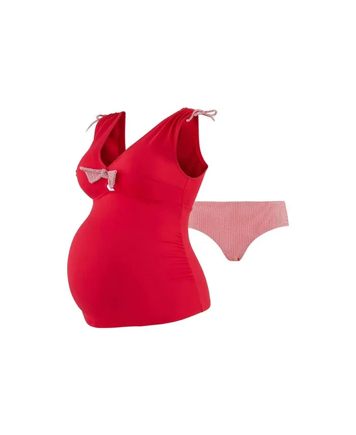 Maternity tankini St-Tropez red