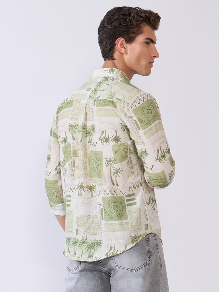 Mitaka - Relaxed Printed Shirt - Green