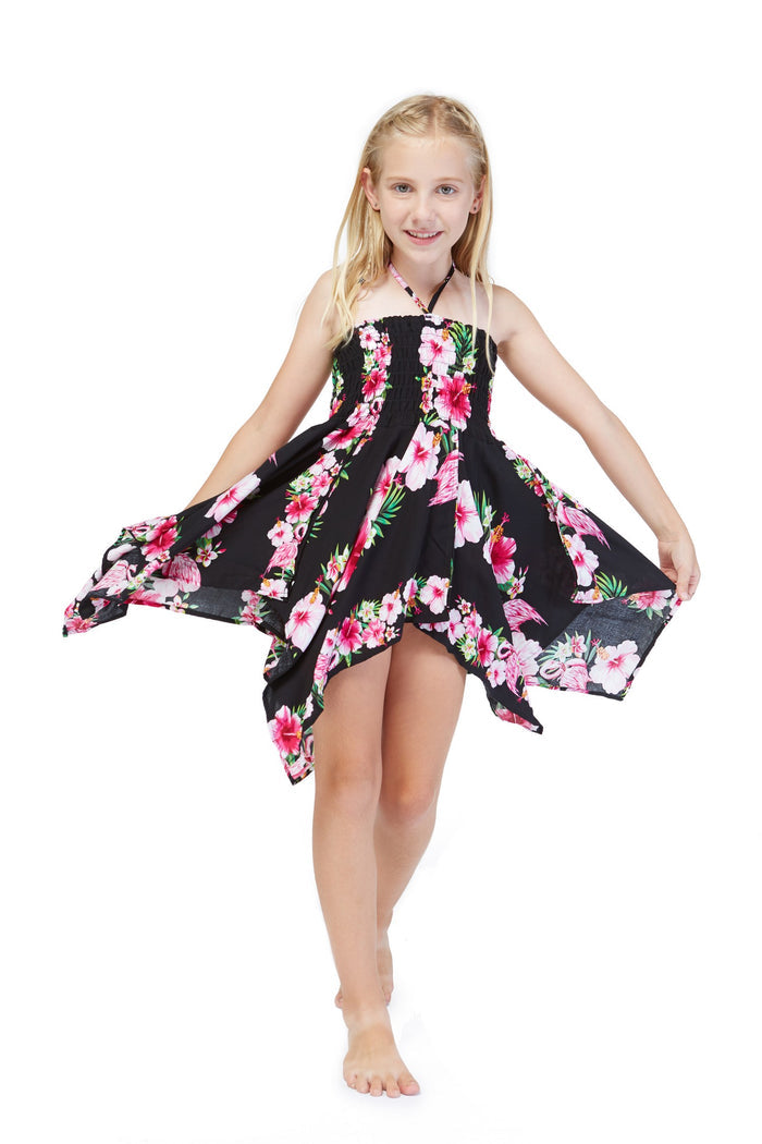 Mother Daughter Ko Olina Set in PInk Black Hibiscus Vine