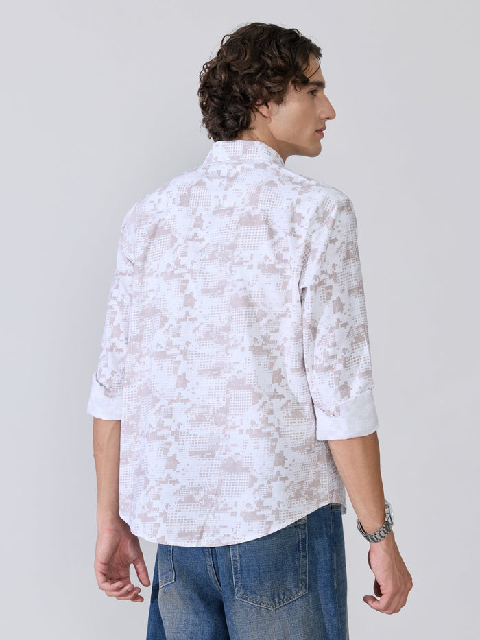 Nefilo - Oxford Printed Shirt - Taupe