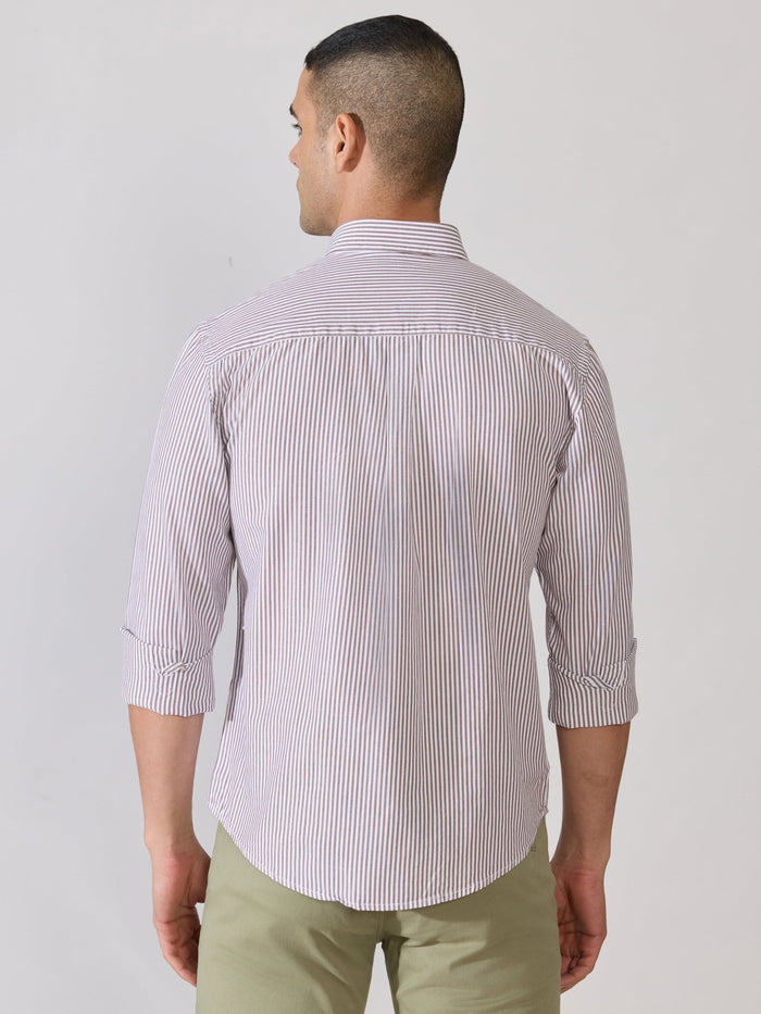 Neocut - Relaxed Striped Oxford Shirt - Brown