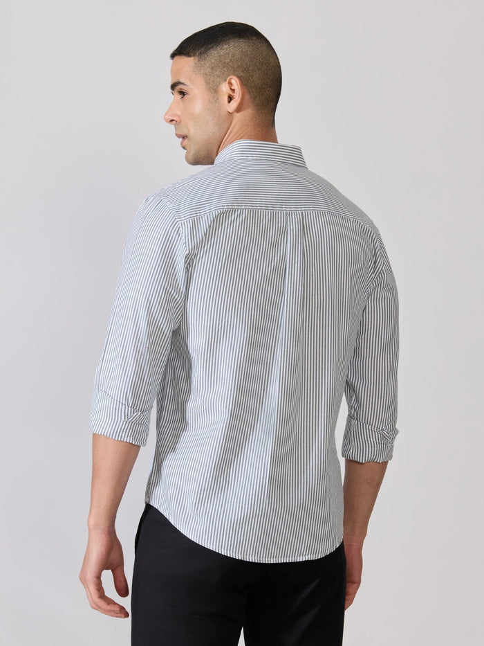 Neocut - Relaxed Striped Oxford Shirt - Green