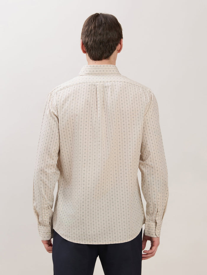 Men's Smart Fit Printed Cotton Shirt - Light Beige