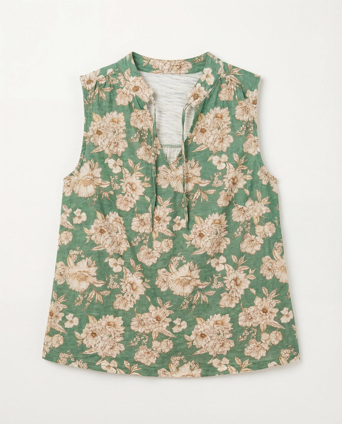 Kalamata $|& SEAS Ollie Printed V-Neck Sleeveless Top - Hanger Detail