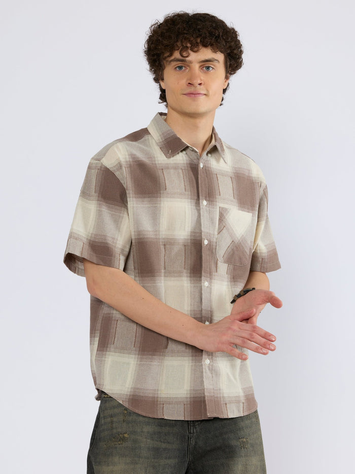 Orvar - Half Sleeve Checks Shirt - Brown