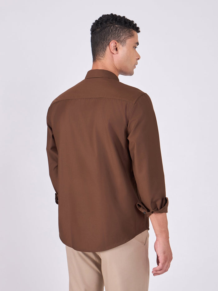 Orville - Tencel Plain Shirt - Brown