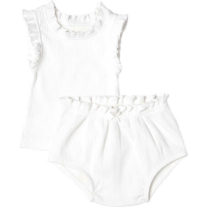 Pink Chicken | Baby Girls Organic Ruffle Rib Set