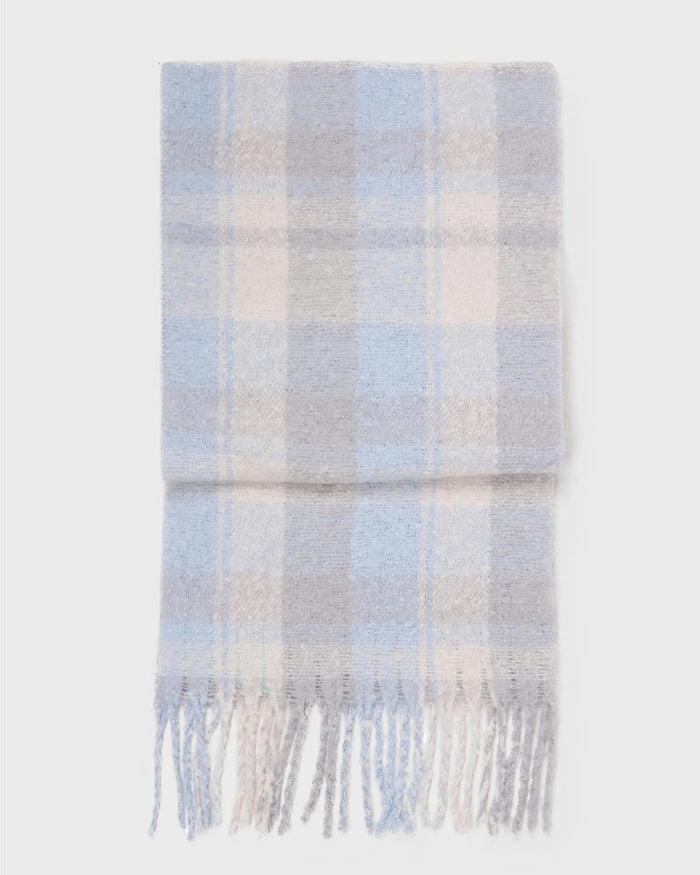 Dusty Blue $|& David & Young Plaid Scarf - VOF Detail