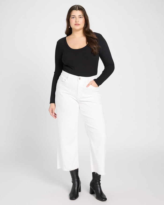 Optic White $|& Vervet High Rise Crop Wide Leg Jeans - UGC On Fig