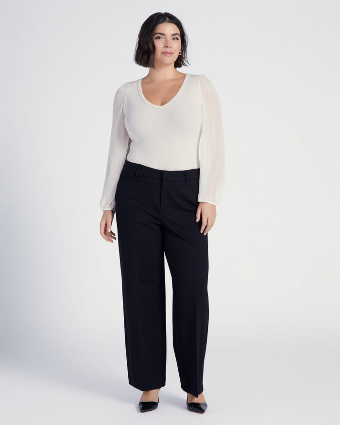Black $|& Liverpool Kelsey Wide Leg Trouser - SOF Full Front