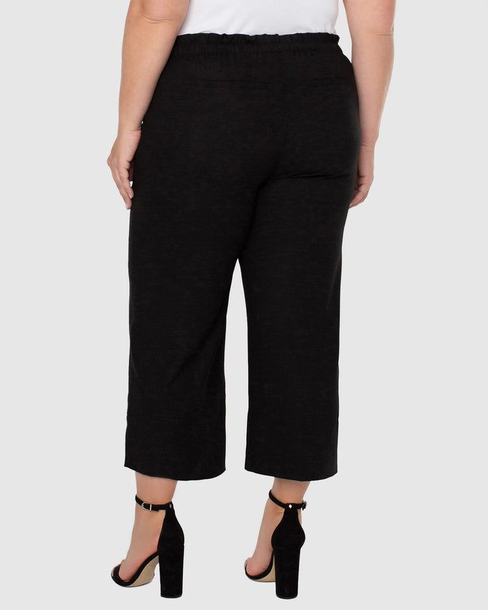 Black $|& Liverpool Pull On Wide Leg Crop Trouser - VOF Back