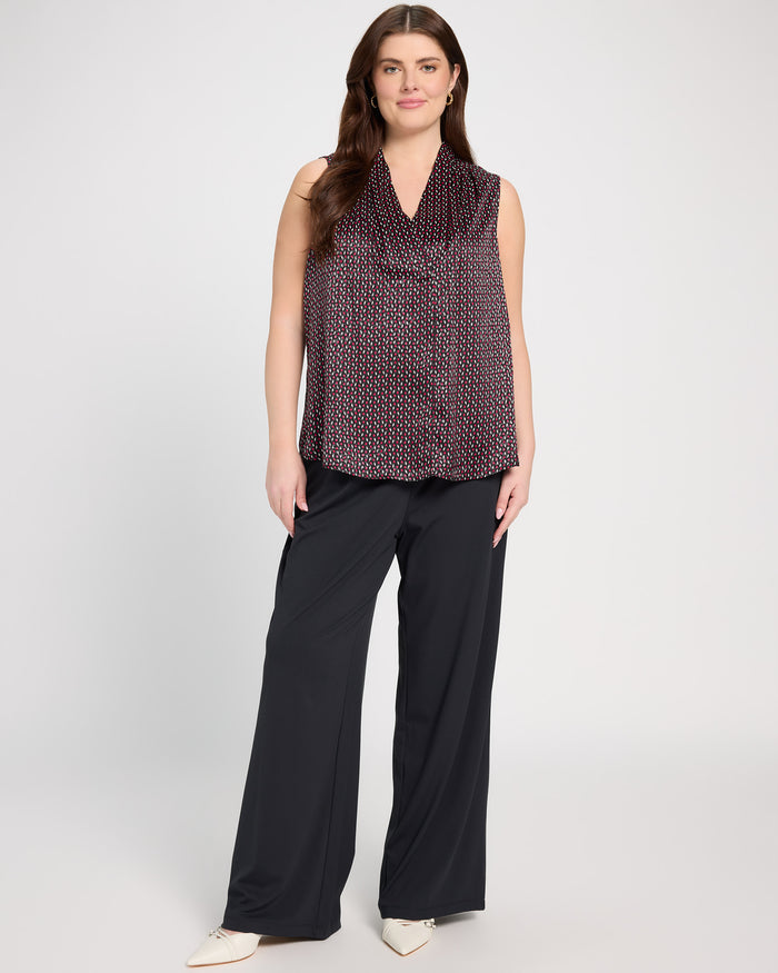 Star Ruby Dot $|& Liverpool Sleeveless Pleated Neck Woven Blouse - UGC On Fig