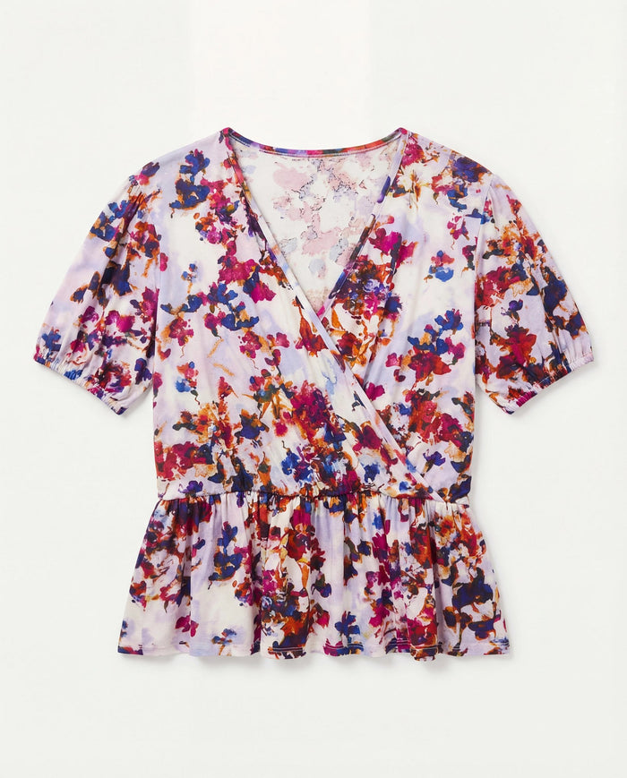 Fuchsia/Violet $|& Loveappella Wrap Tie Top - Hanger Detail